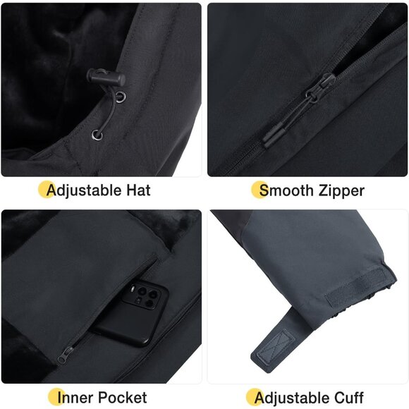 Men's Ski Snow Jacket Waterproof Winter Snow Coat Windproof Warm Fleece Lining H - Picture 7 of 7